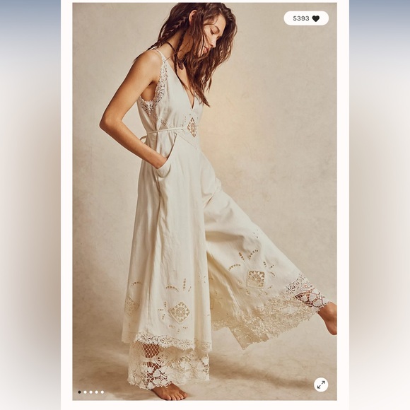 Free People Pants - Free People Always Yours Crochet Cutwork Lace Jumpsuit 2